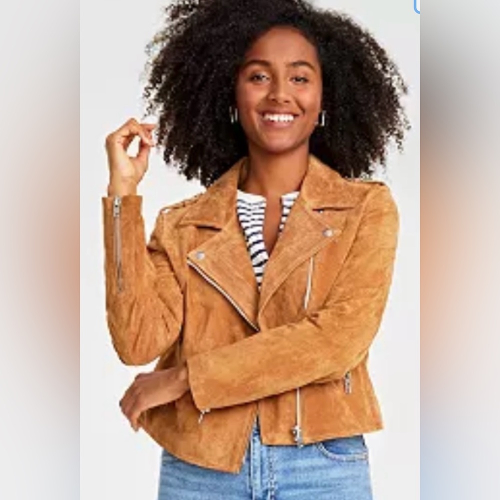 On 34th Women's Suede Moto Jacket L